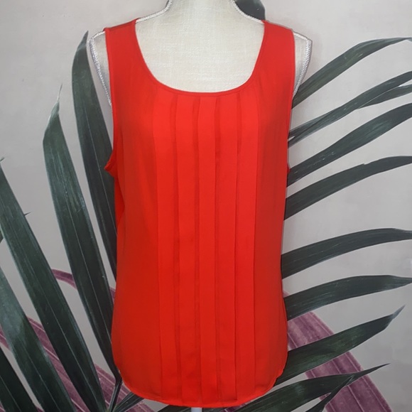 Ann Taylor Pleated Mixed Media Blouse - Picture 2 of 8